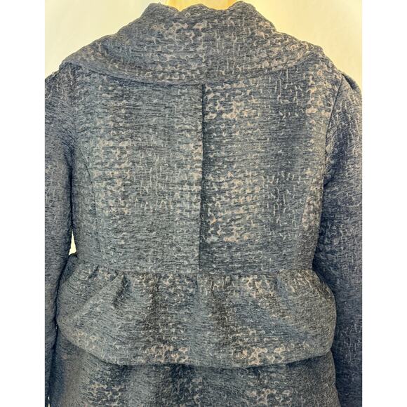 Gorgeous Ruffle Brocade Pea Coat - Black & Chocolate - Size XL (Juniors Sizing) - Picture 13 of 16